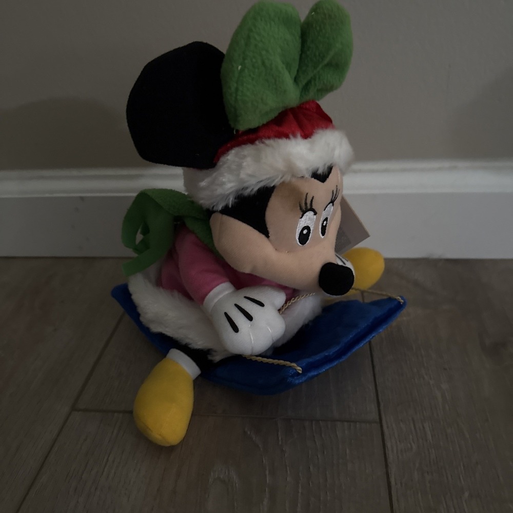 Minnie Mouse Santa Disney Gemmy Wobblin Toboggan Sled Musical Animated Christmas